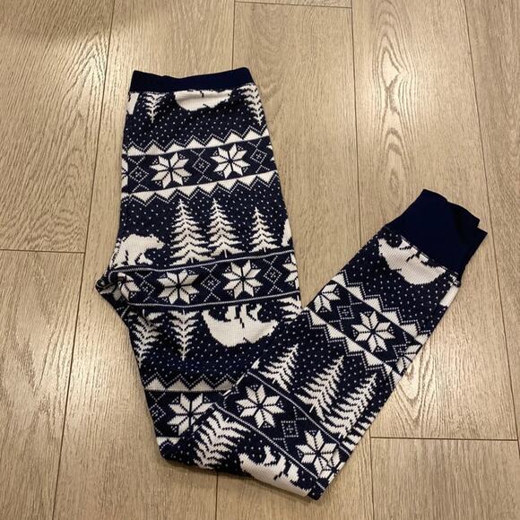 Old Navy Other - Old Navy Pajama Leggings festive holiday Christmas fair isle Womens xs blue snow